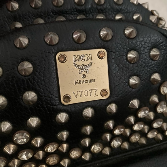 MCM Munich Black Leather Studded Backpack - Picture 3 of 11